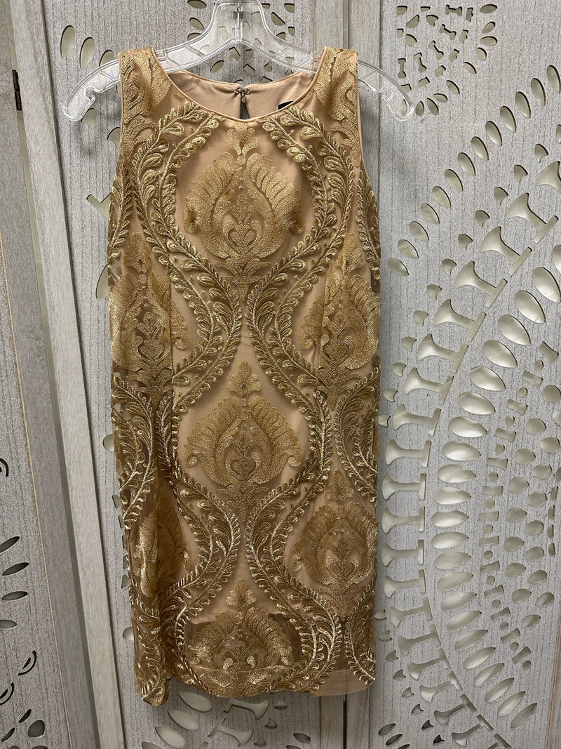 Analili Nylon/Polyester Gold Tone Lace Size XS Dress