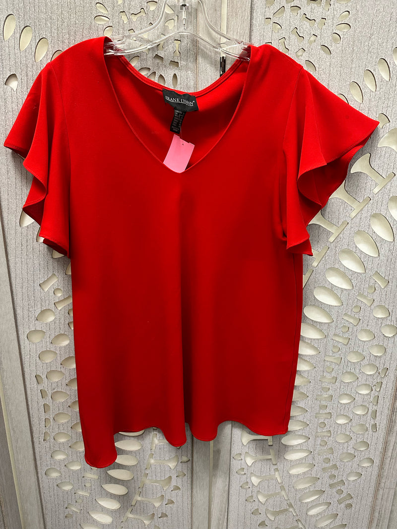 FRANK LYMAN DESIGNS Polyester Red Solid Size 12 Blouse