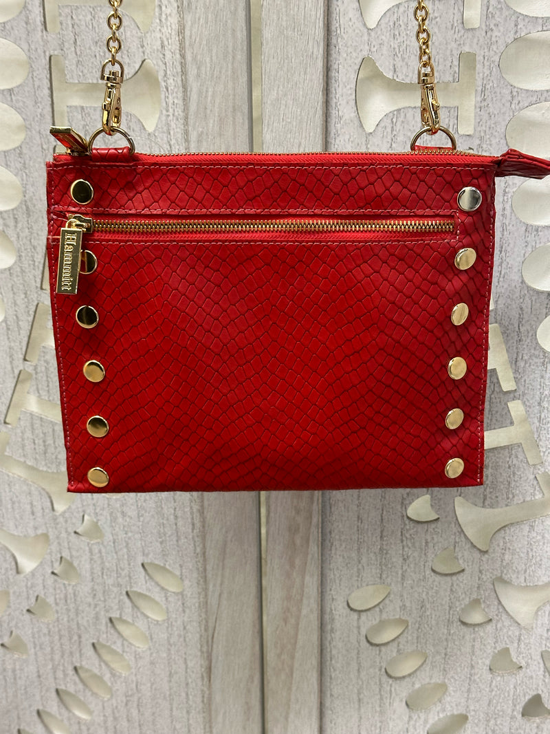 Hammitt Leather Red Snakeskin Print Handbag