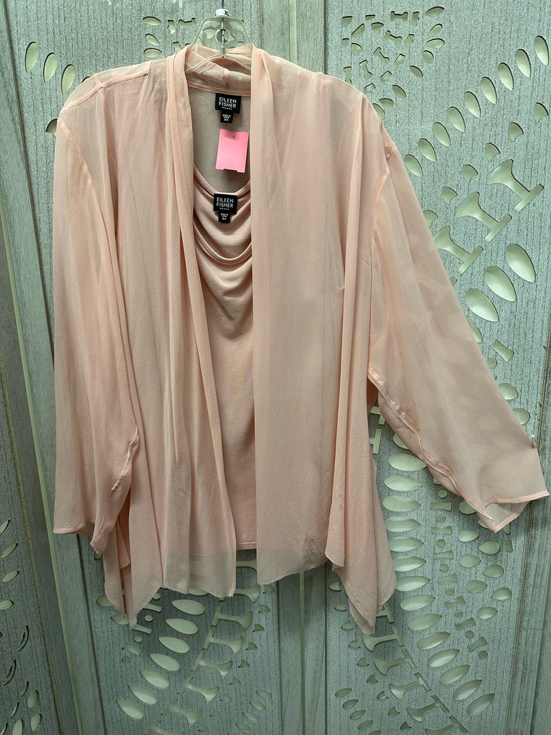 Eileen Fisher Silk Light Pink Solid Size XL 2 PC Blouse Set