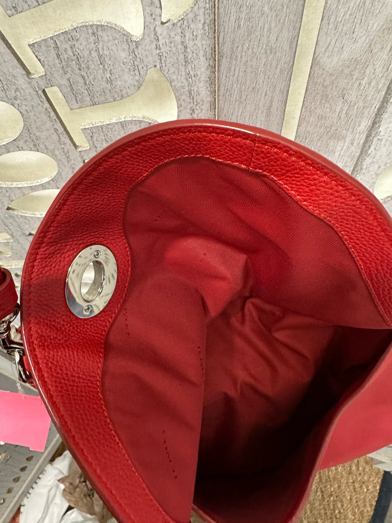 COACH Leather Red Pebble Grain Handbag