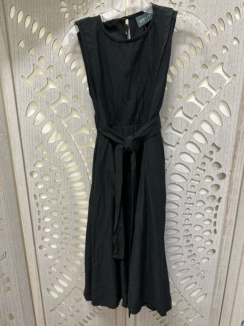 Gnsis Linen Blend Black Solid Size XS Dress