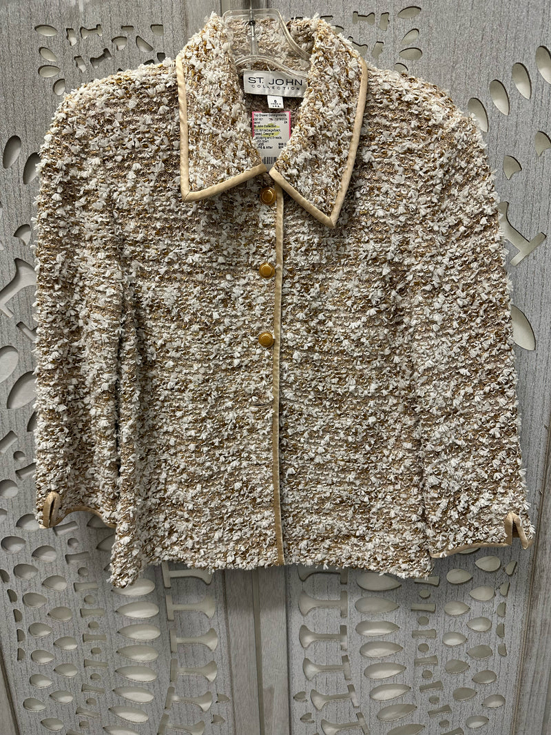 St. John Collection Knit White/beige/black Tweed Size 6 Jacket