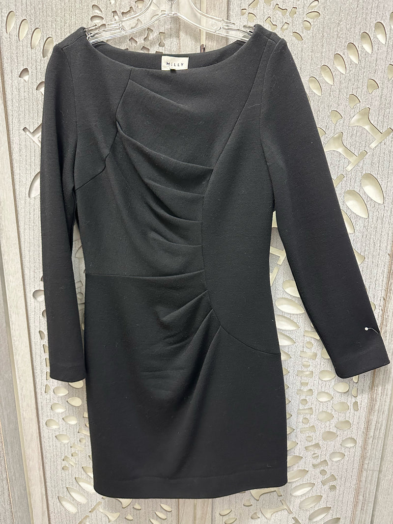 Milly Wool Black Solid Size L Dress