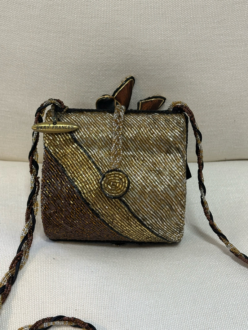 Mary Frances Man Made Material Gold Handbag