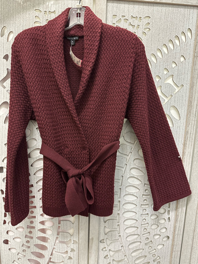 Lafayette 148 Wool Burgundy Diamond Size M Sweater