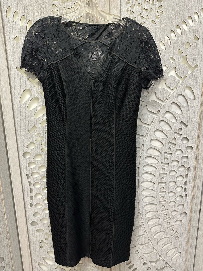 Nue by Shani Nylon Blend Black ribbed/lace Size 6 Dress