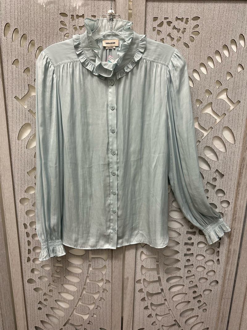 Zadig & Voltaire Polyester pale blue Solid Size L Blouse