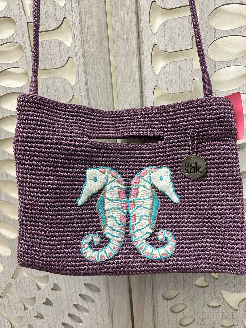 The Sak Nylon Blend Purple Crochet Handbag