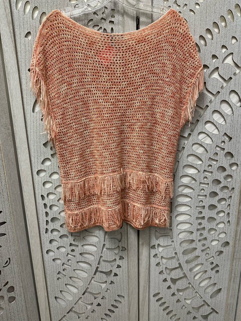 White House Blk Mkt Nylon Blend cream/coral Woven Size M Blouse