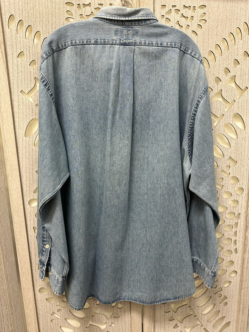 RALPH LAUREN Cotton Light denim Solid Size XL Blouse