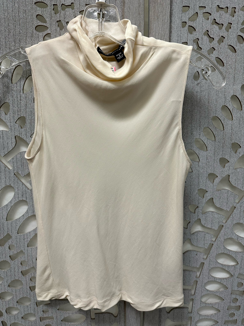 Linda Allard Ellen Tracy Silk Blend Cream Solid Size 2 Blouse