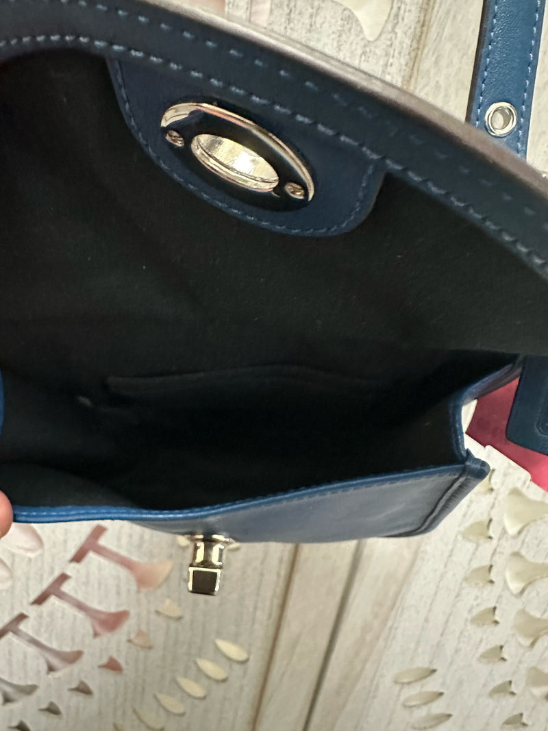 COACH Leather Blue Solid Handbag