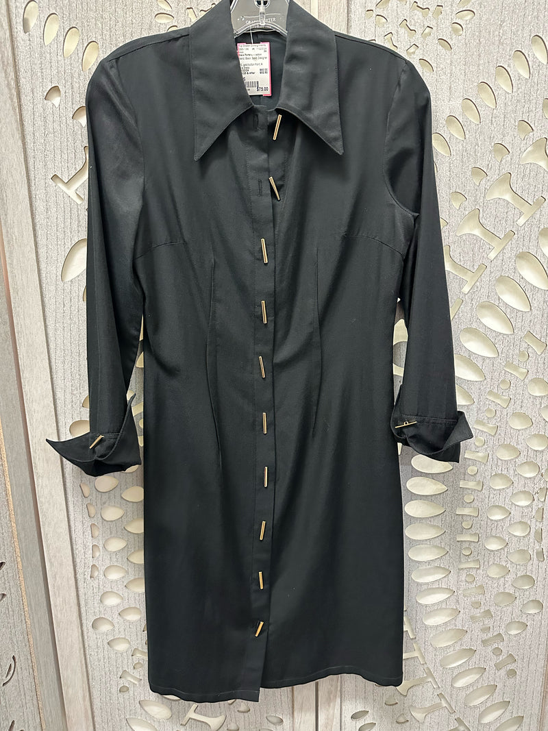 Grace Porter Collection Blend Black Solid Size XS Dress