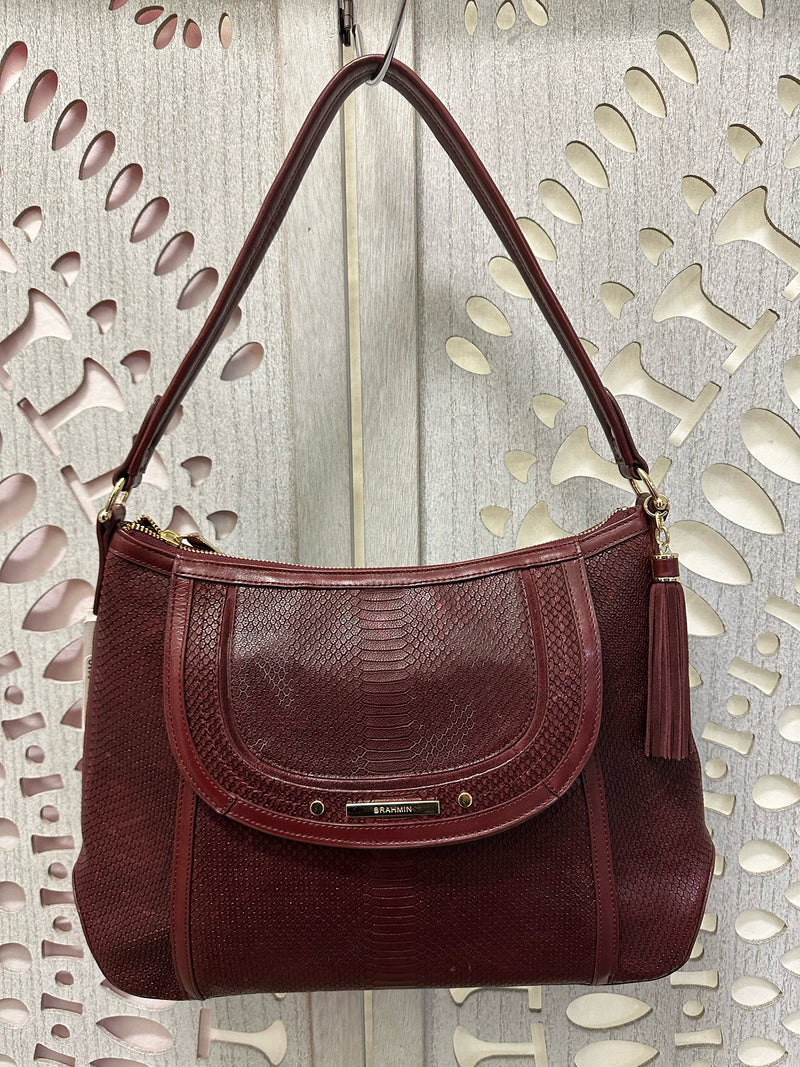 Brahmin Leather Burgundy Weslynn Tart Tolkien Handbag