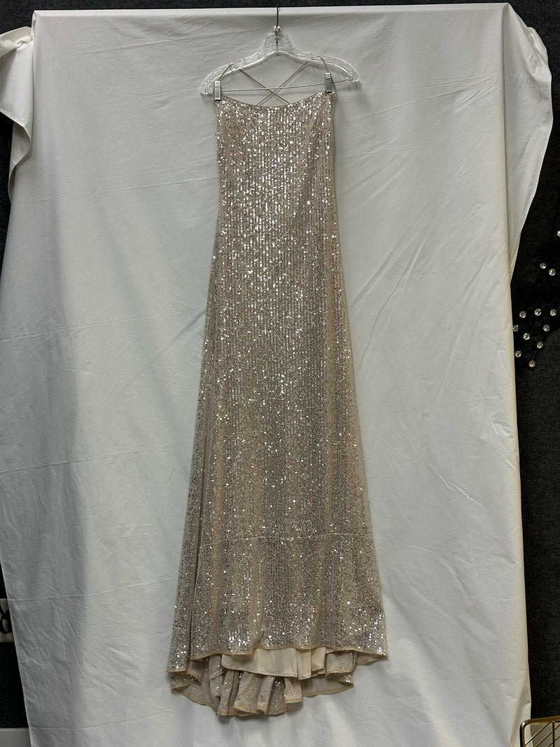 Ieena for Mac Duggal Polyester Champagne/silver Sequins Cocktail/Evening Wear