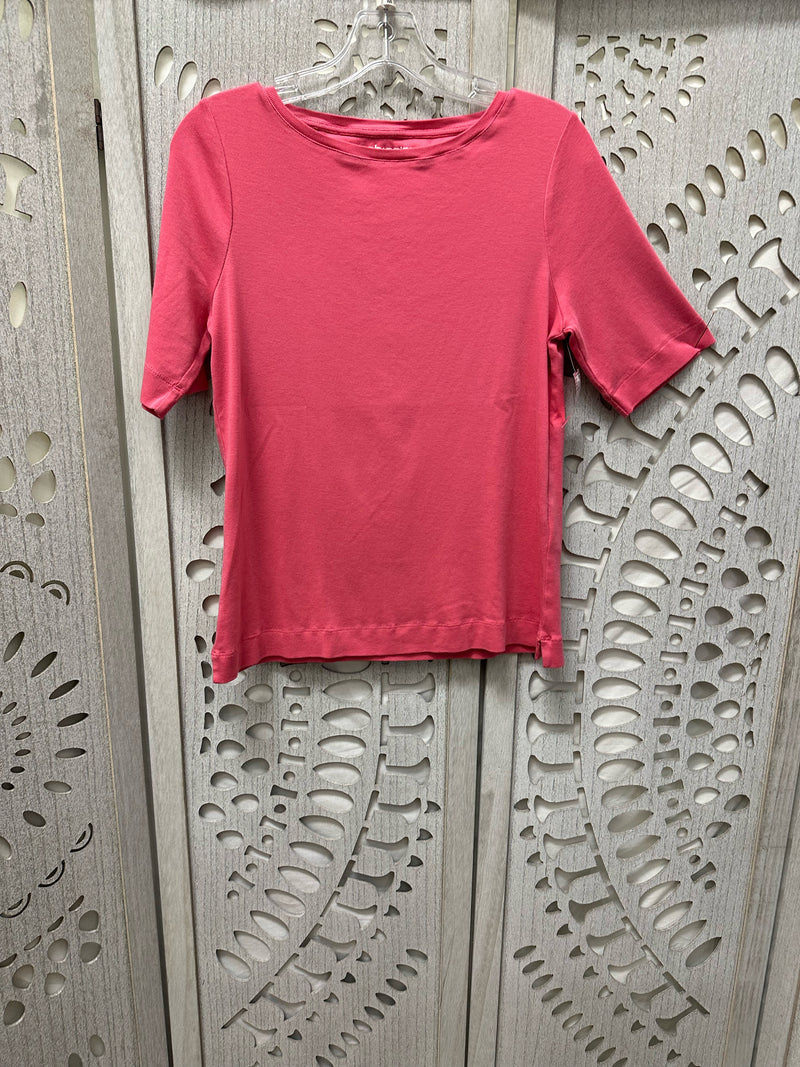 Chico's Cotton Coral Solid Size M T-shirt