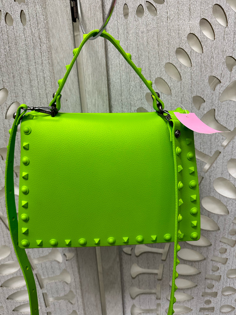 No Brand Man Made Material Neon Green Solid Size M Handbag