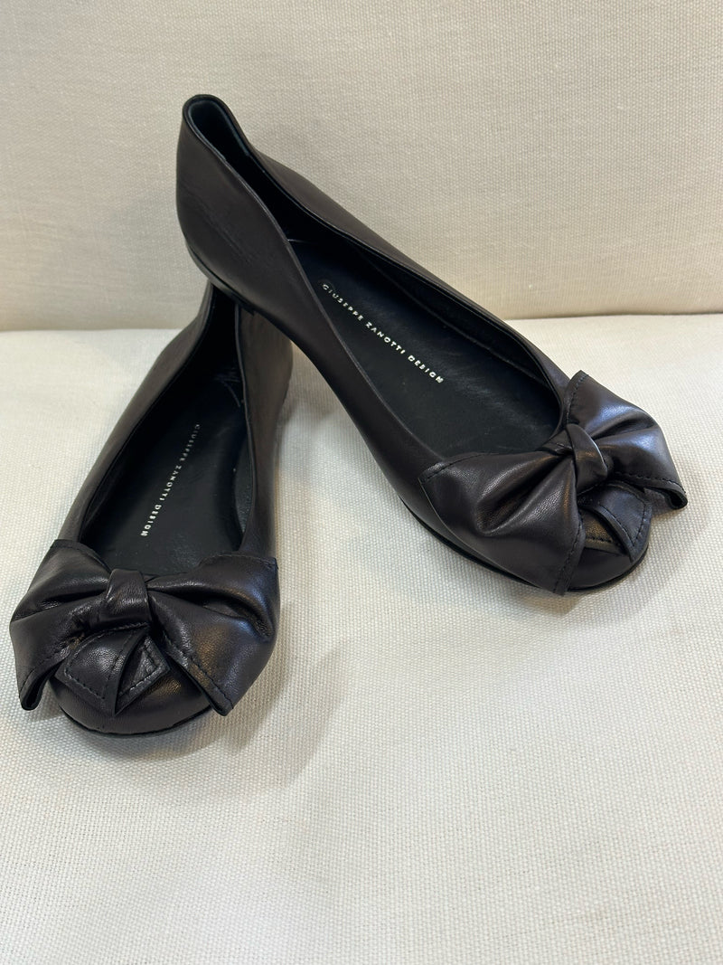 Giuseppe Zanotti Leather Black Size 39.5 Flats