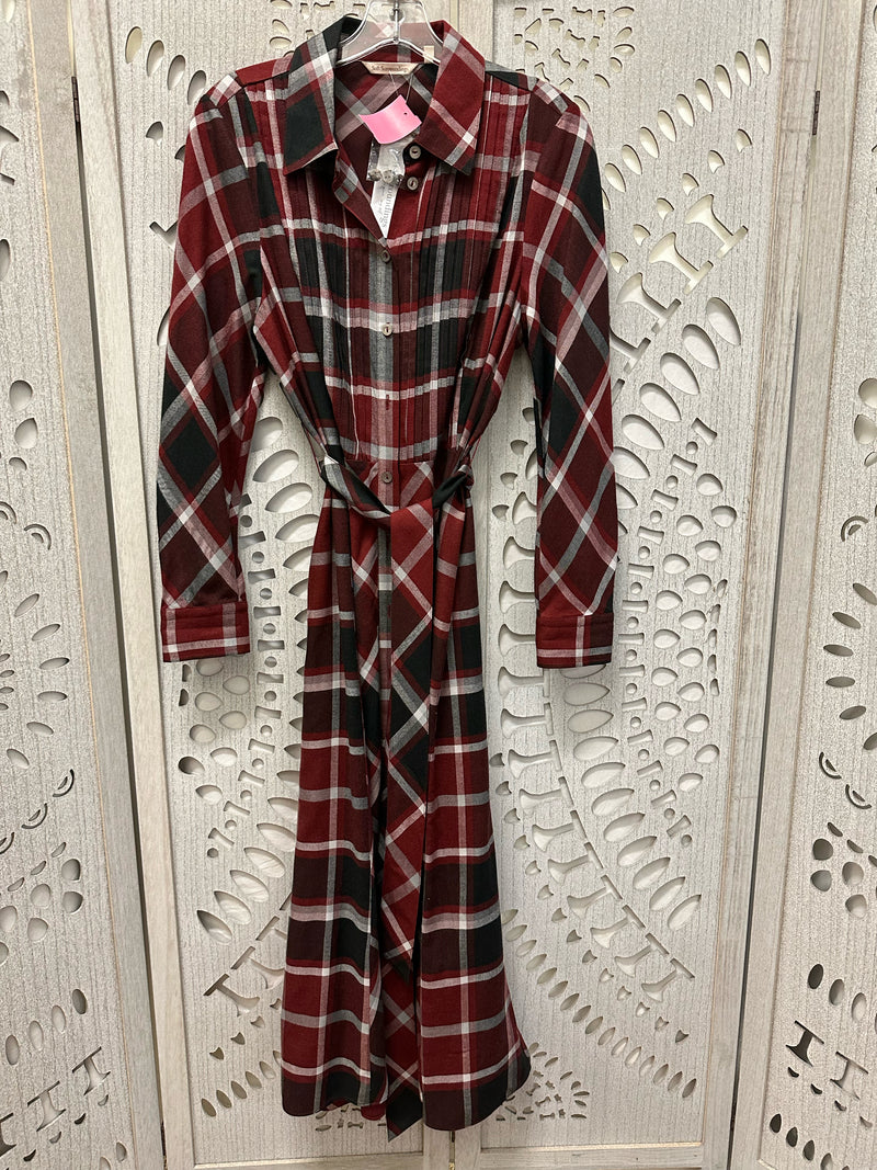 Soft Surroundings rayon/wool Red/Black Plaid Size 12P Dress