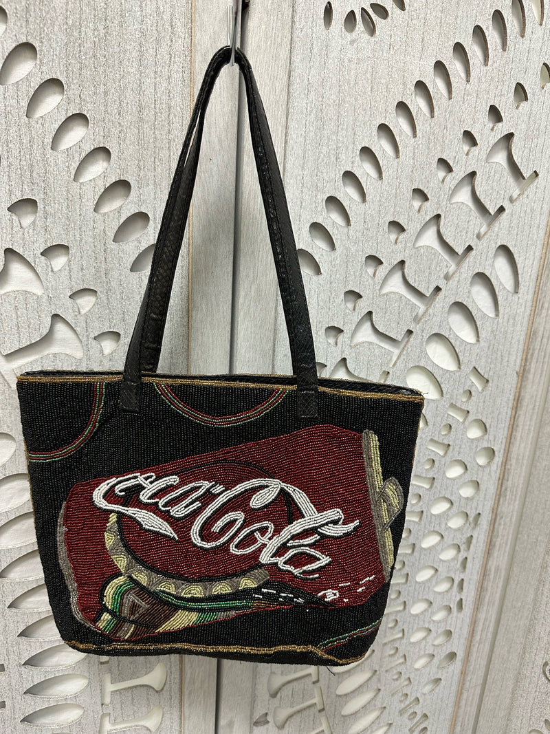 COCA-COLA Fabric/Beading Handbag