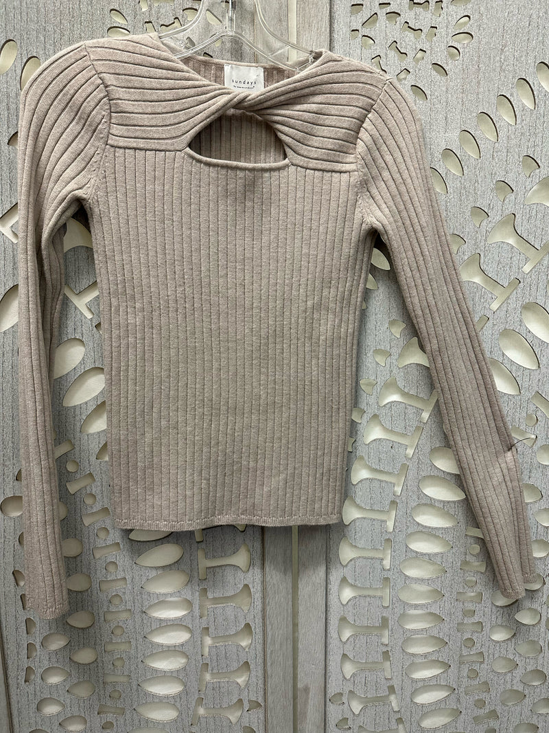 Sundays Blend Taupe Solid Size XS Sweater