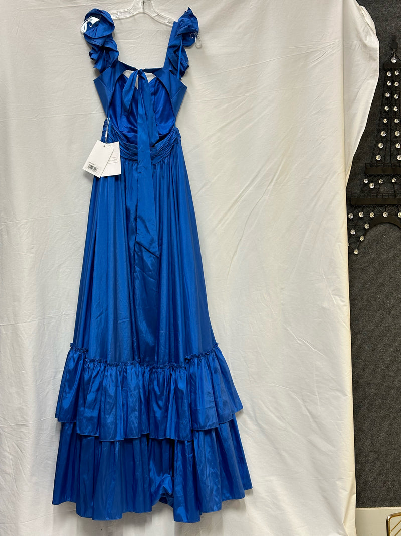 Mac Duggal Polyester Blue Solid Size 6 Cocktail/Evening Wear