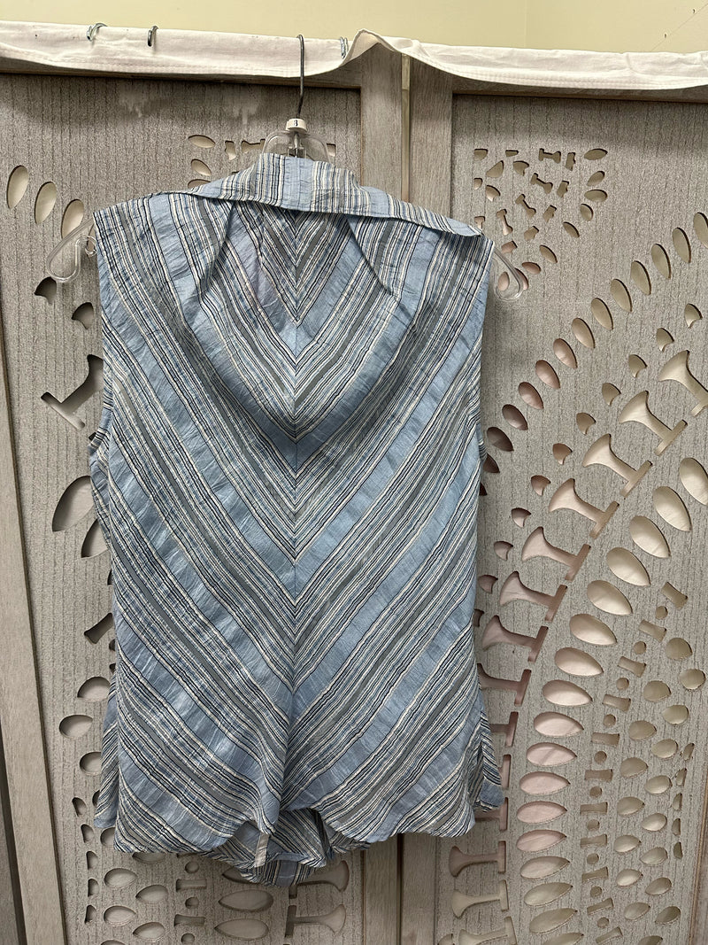 Farinaz Taghavi Blend Light Blue/White Angular stripes Size 8 Blouse