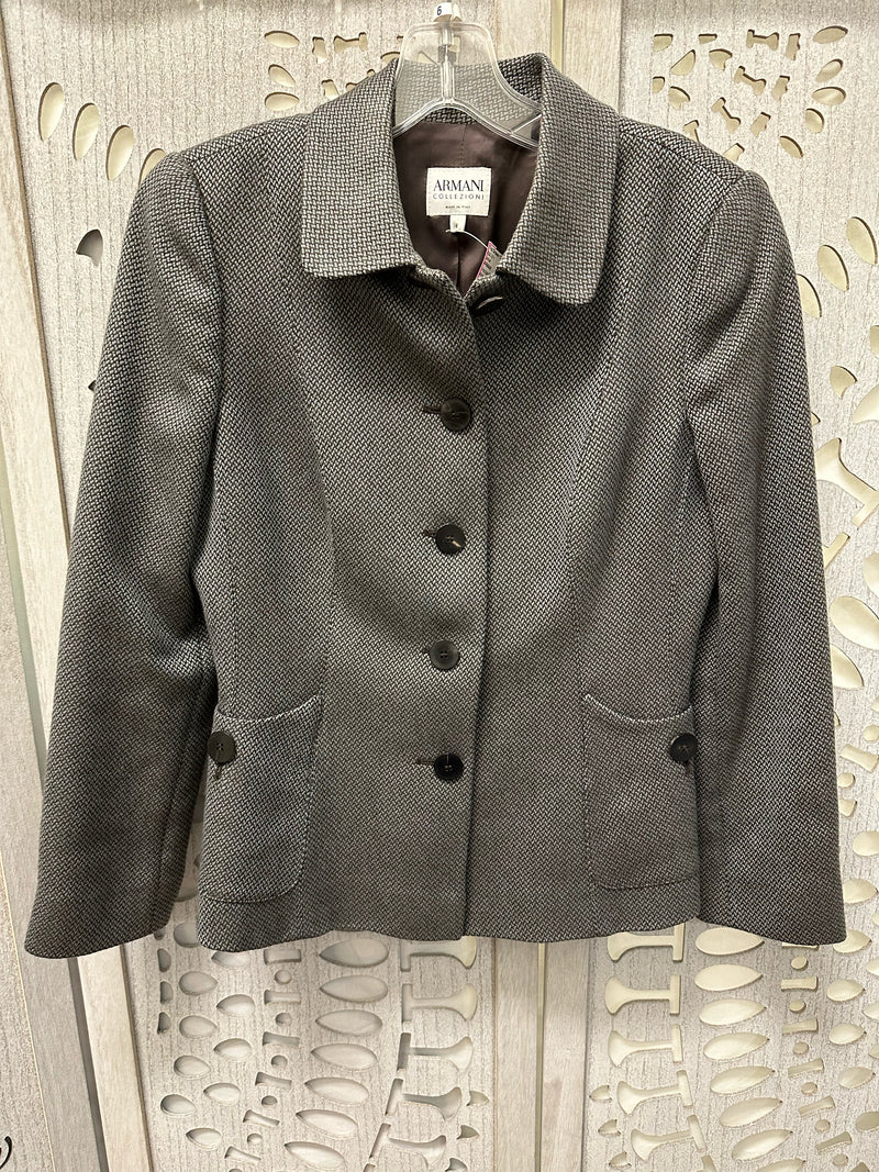 ARMANI Viscose/Rayon Brown/Gray Mixed Size 6 Jacket