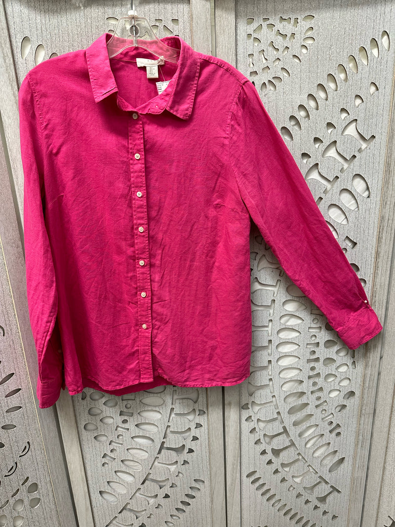 Kenar linen/cotton Hot Pink Solid Size L Blouse