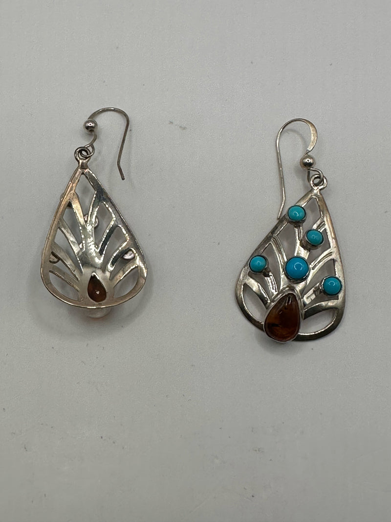 DTR Sterling 925 Blue/Amber Earrings