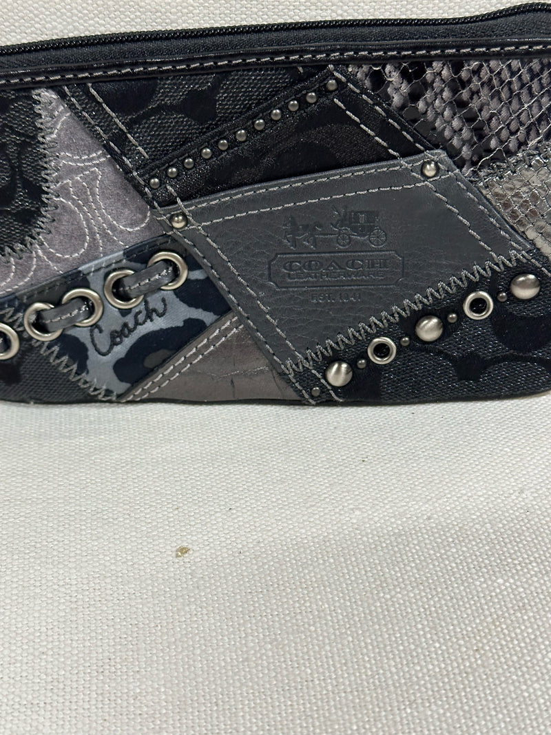COACH Fabric Gray/Black Patchwork Handbag
