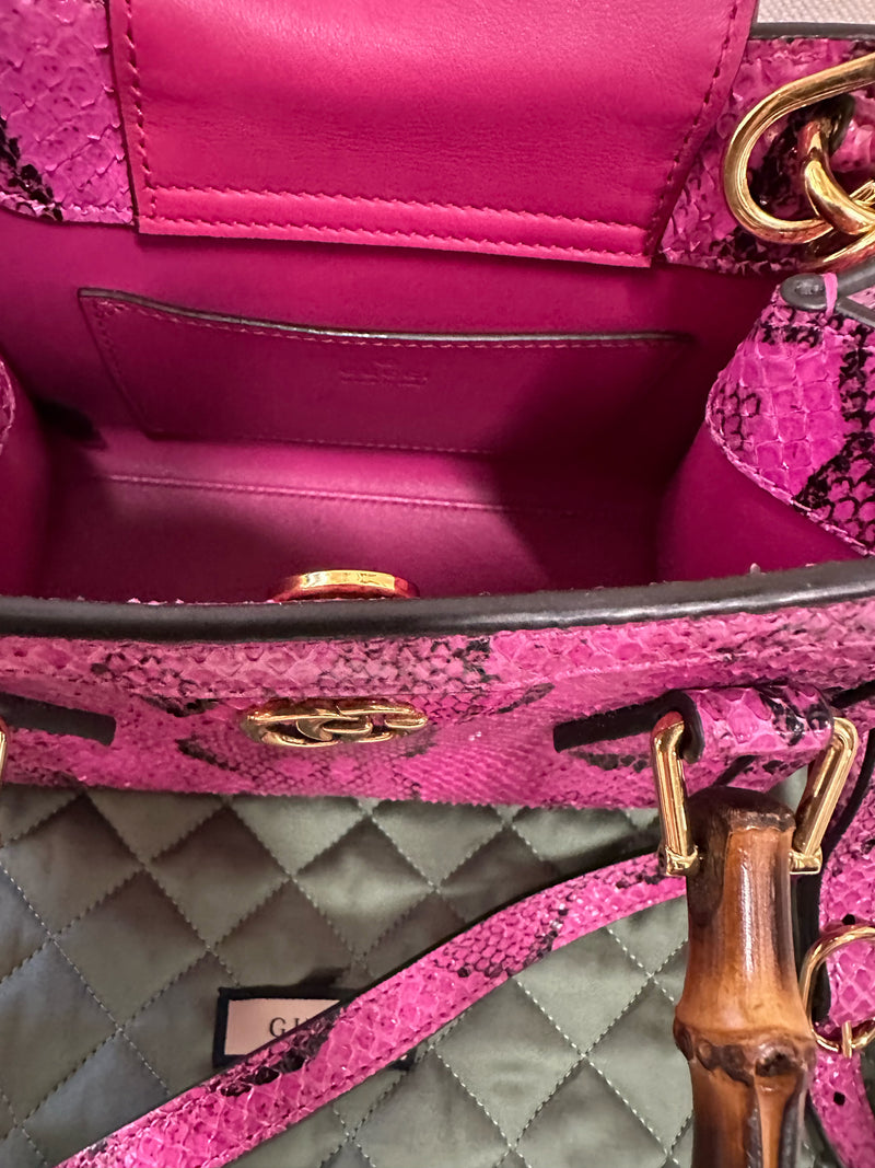 GUCCI Snakeskin Fuschia Handbag