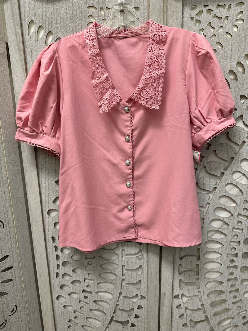 No Brand Polyester Pink Solid Size S Blouse