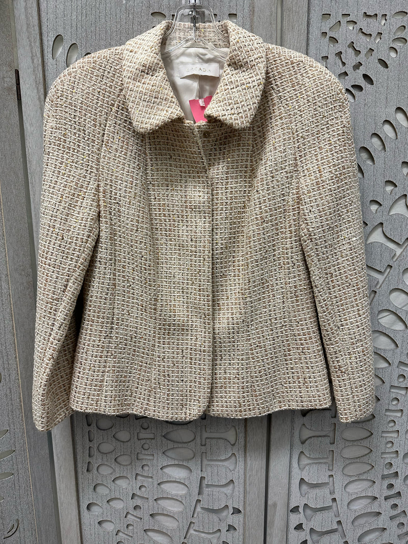 Escada Wool Blend Beige/White Tweed Size S Jacket