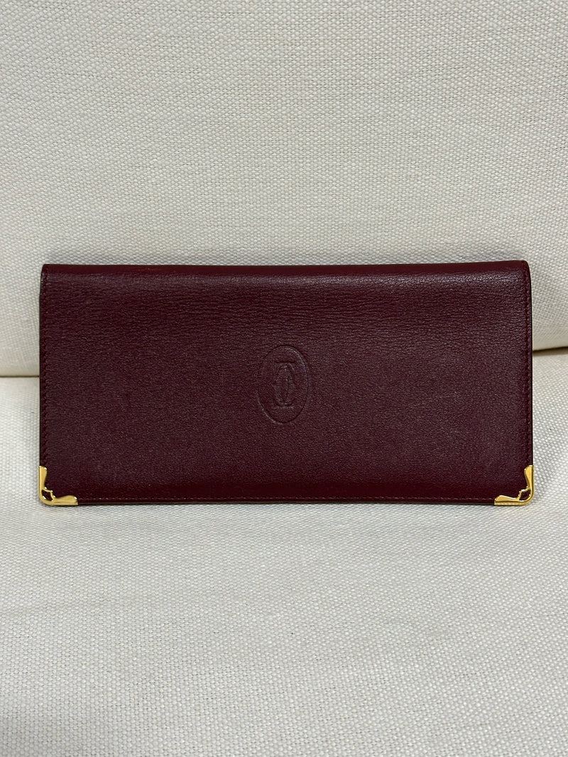 CARTIER Leather Maroon Wallet