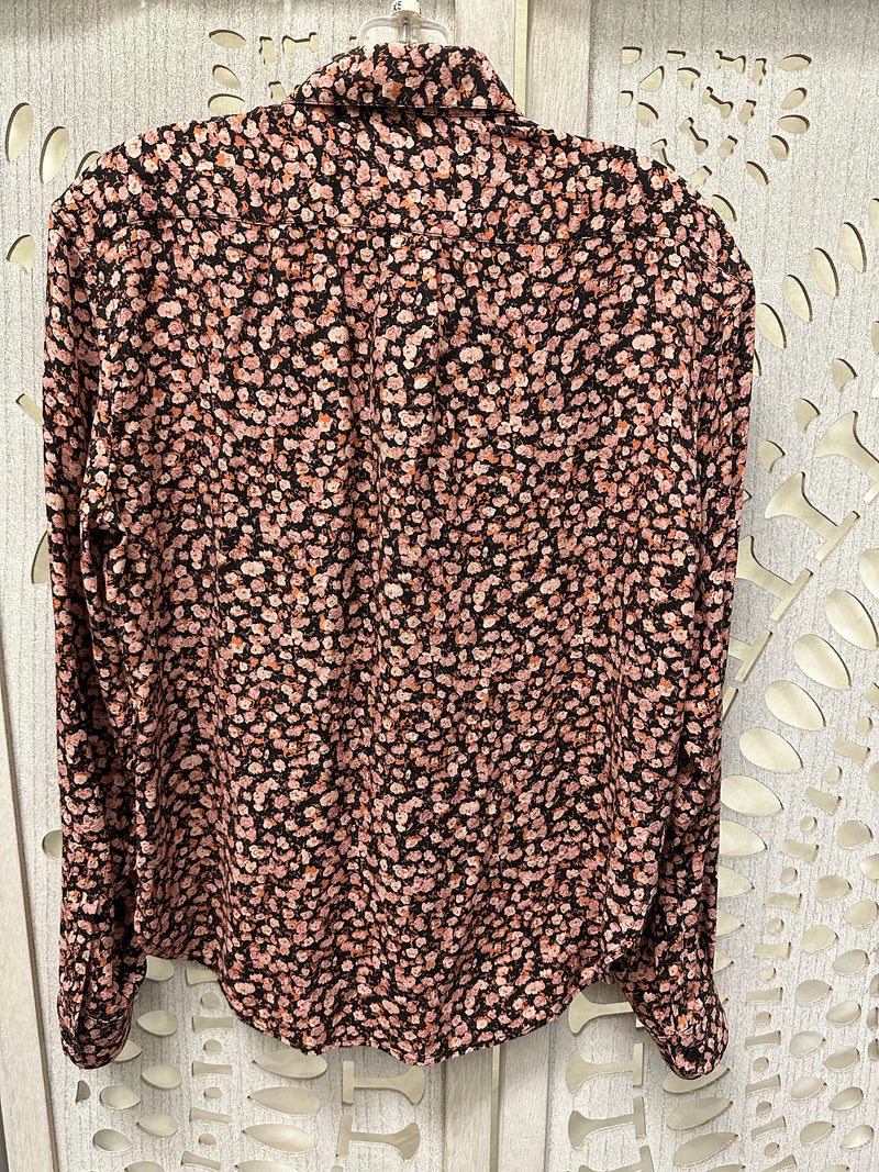 Saint Laurent Paris Silk black/pink/coral Floral Size XS Blouse