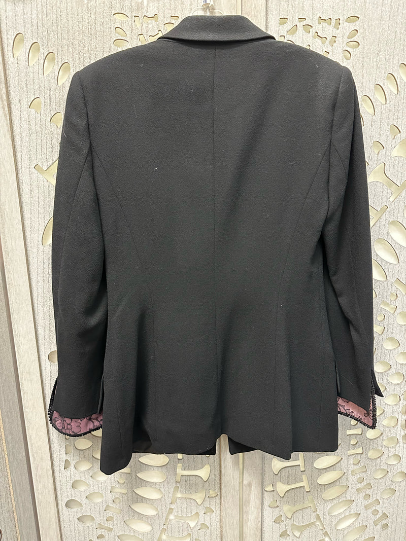 Escada Wool Black/Pink Solid w/ lace Size 10 Jacket