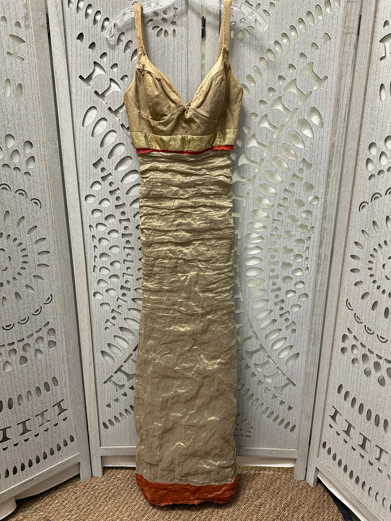 Nicole Miller Metallic Blend Gold/Rust Size 4 Cocktail/Evening Wear