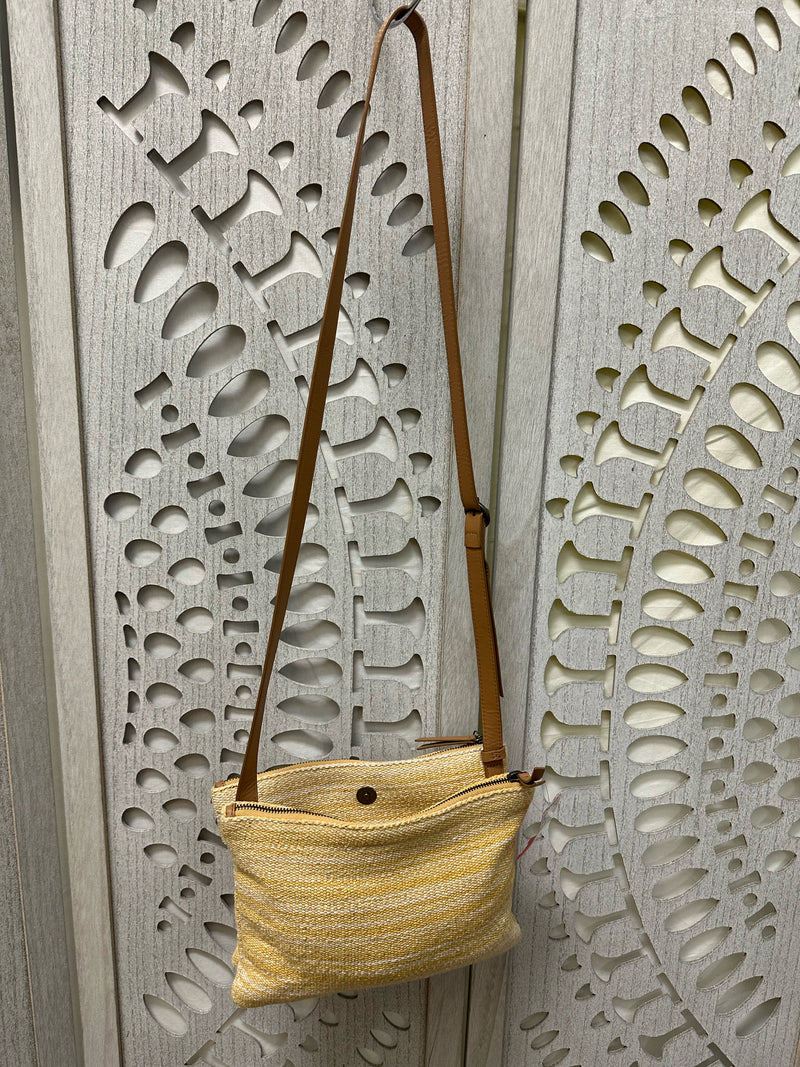 Lucky Brand Woven Yellow/White Abstract Stripe Handbag