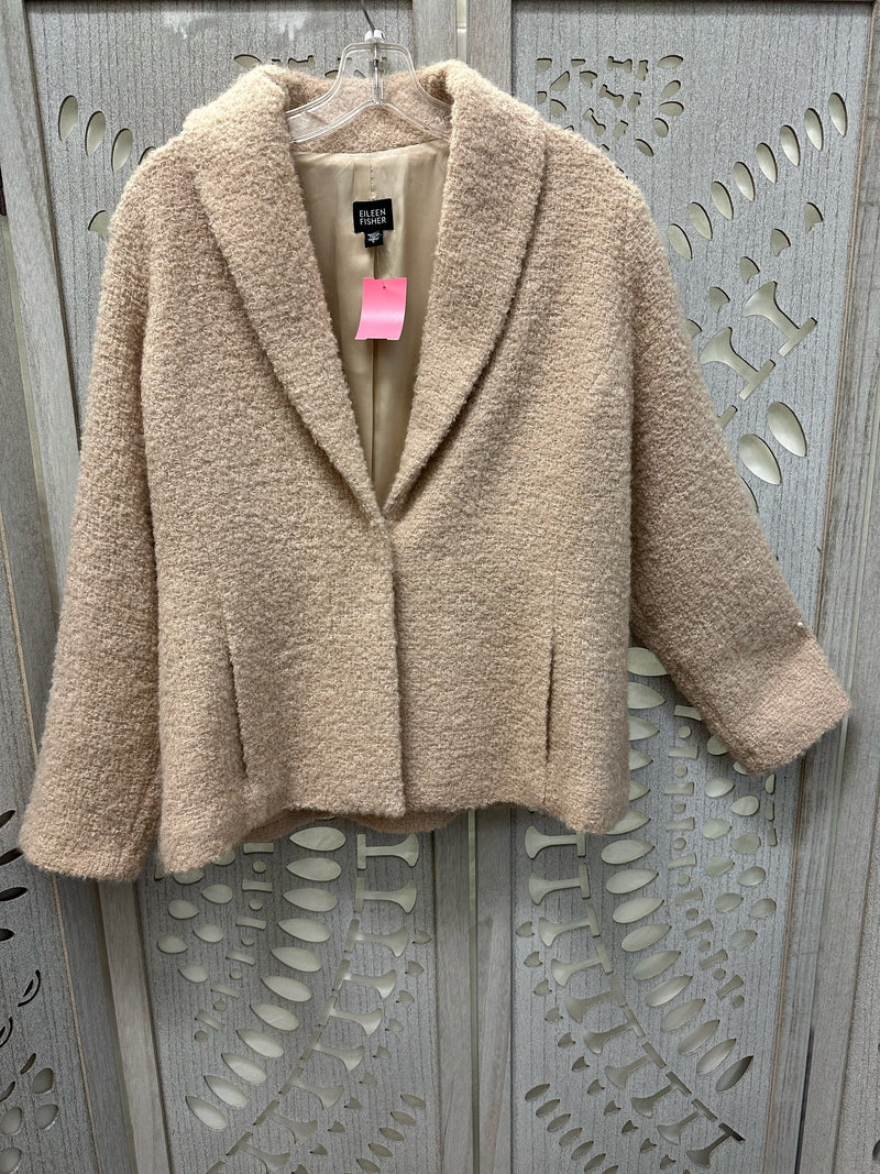 Eileen Fisher Wool Blend Light Beige boucle Size L Jacket