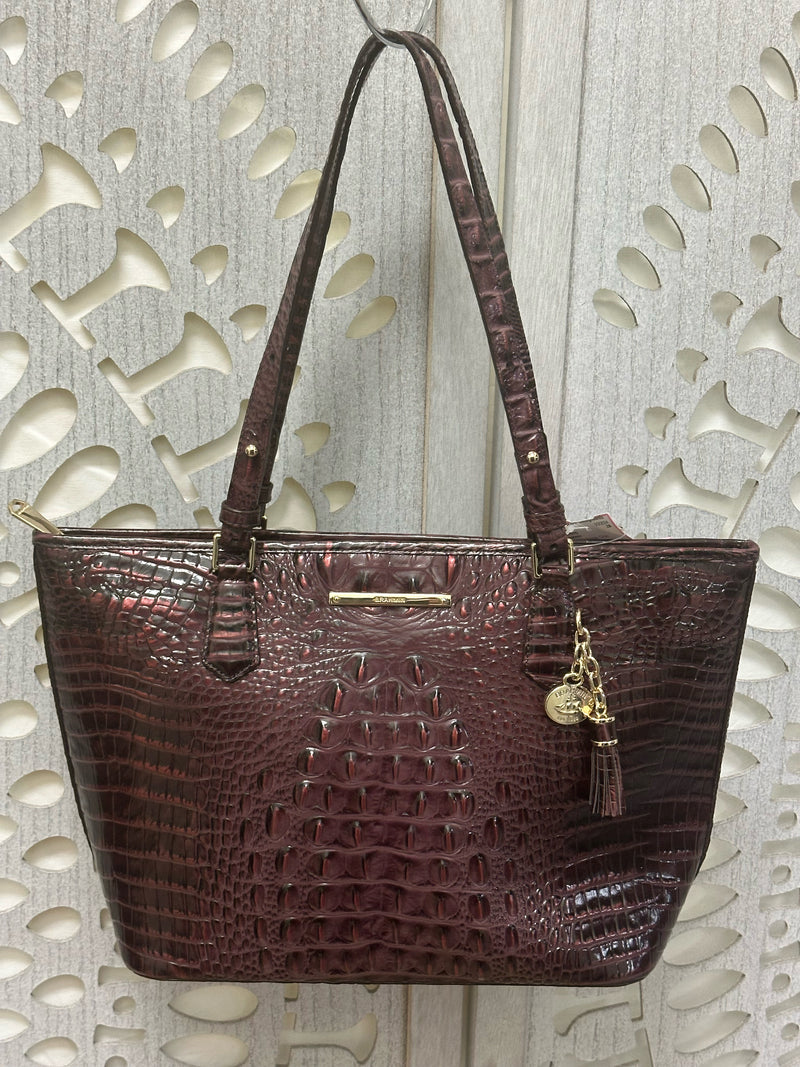 Brahmin Leather Purple Croc Size Medium Handbag