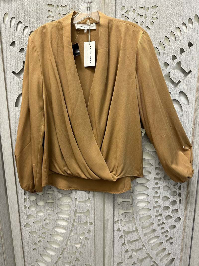 Out of Office Trina Turk Tencel Gold Solid Size S Blouse