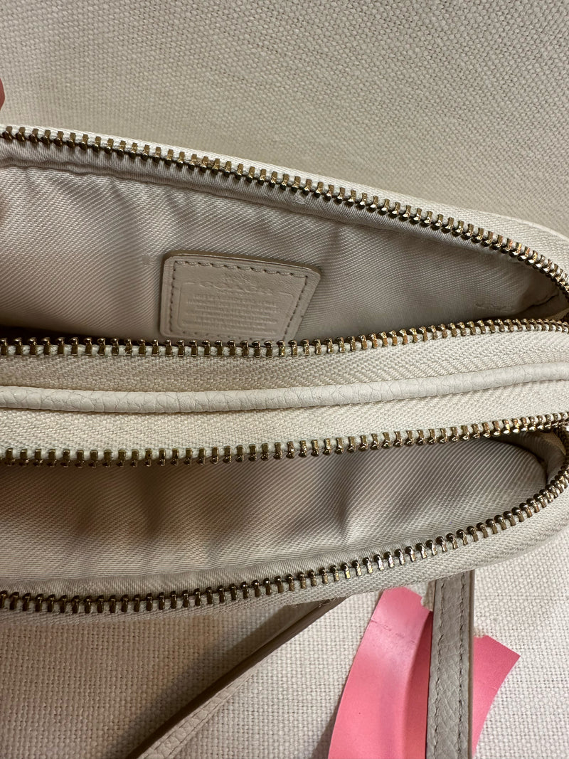 COACH Pebbled Leather Ivory Handbag