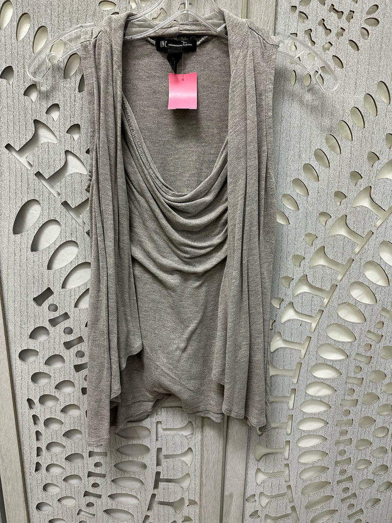 INC Rayon Gray Solid Size XS Blouse