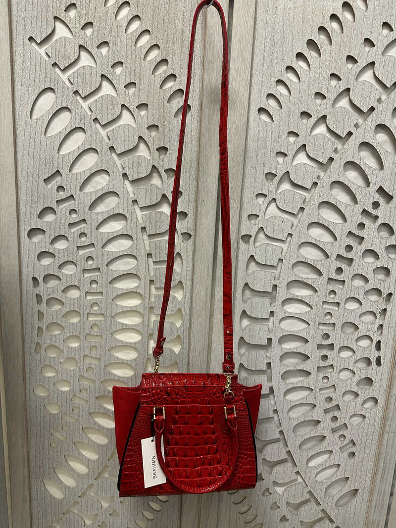 Brahmin Leather Red Mini Priscilla Handbag