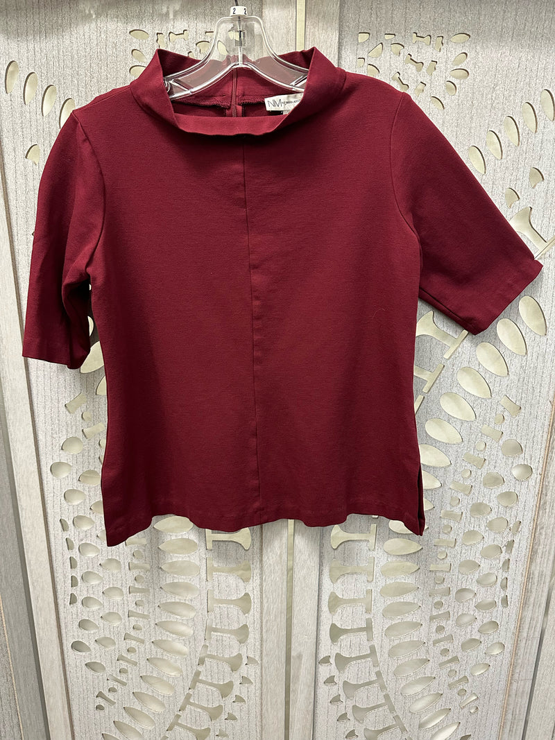 NEIMAN MARCUS viscose/nylon Burgundy Solid Size 2 Blouse