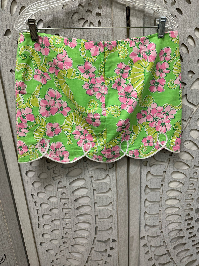 Lilly Pulitzer Cotton pea green Floral Size 8 Skirt