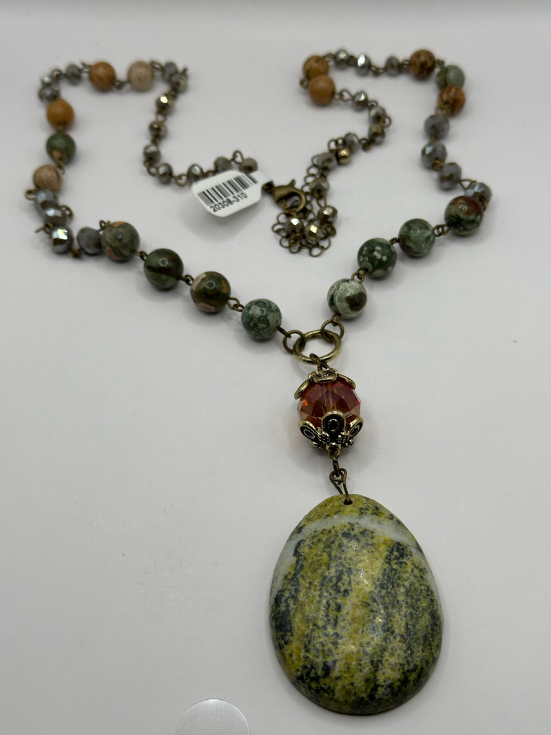 No Brand Jasper green/amber Necklace