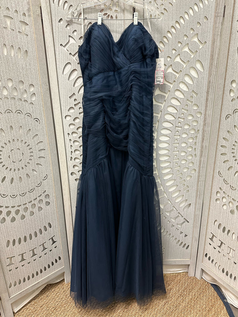 Bari Jay Netting Navy Solid Size 16 Cocktail/Evening Wear